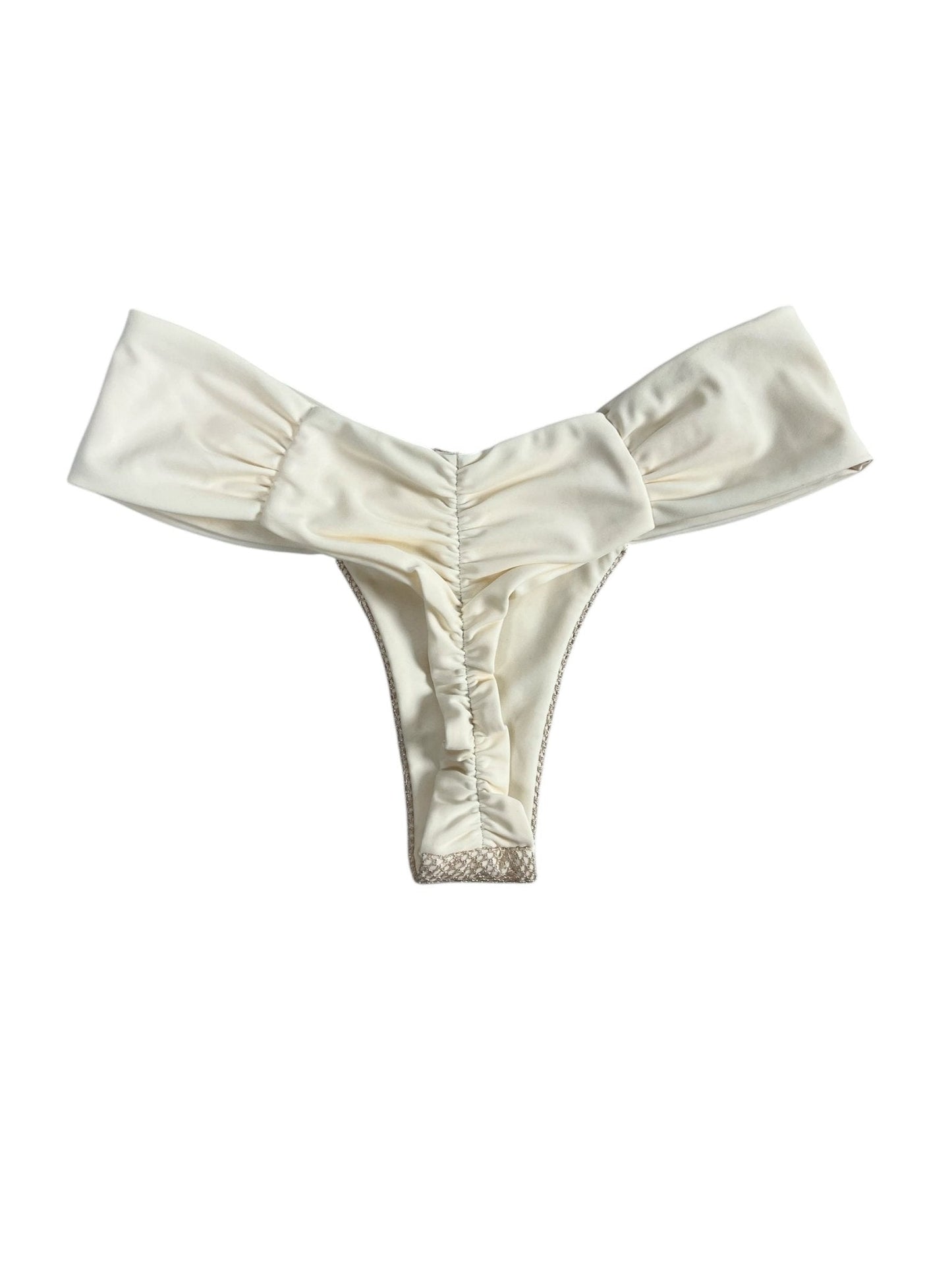 GOLDEN LASSO RUCHED BOTTOM - IVORY - Berry Beachy Swimwear
