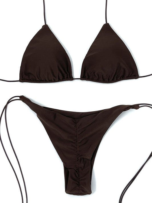 MICRO SKIN CHEEKY SCRUNCH BOTTOM - EBONY - Berry Beachy Swimwear