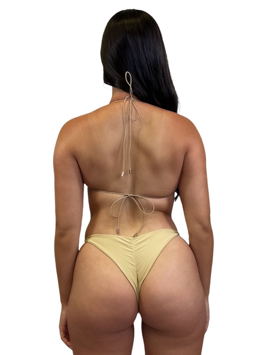 MICRO SKIN CHEEKY SCRUNCH BOTTOM - SAND - Berry Beachy Swimwear