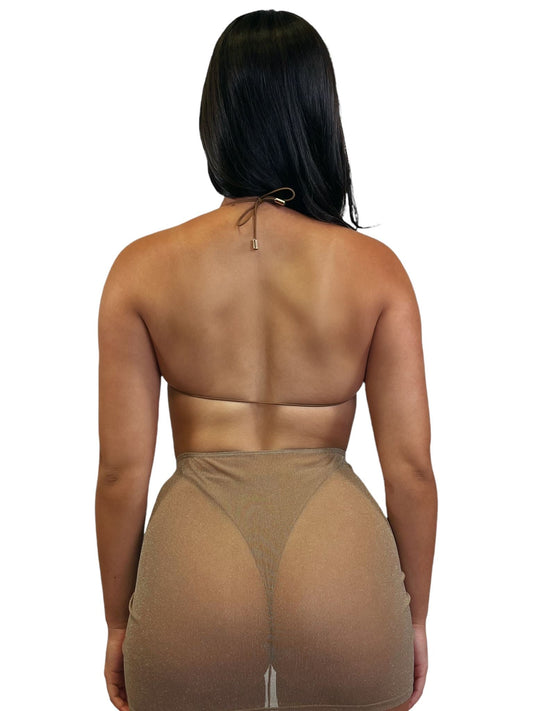 SHEER COVER UP SKIRT - LATTE - Berry Beachy Swimwear