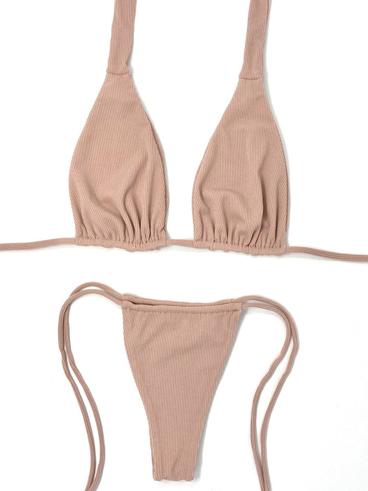 TEDDY RIBBED HALTER TOP - BLUSH - Berry Beachy Swimwear
