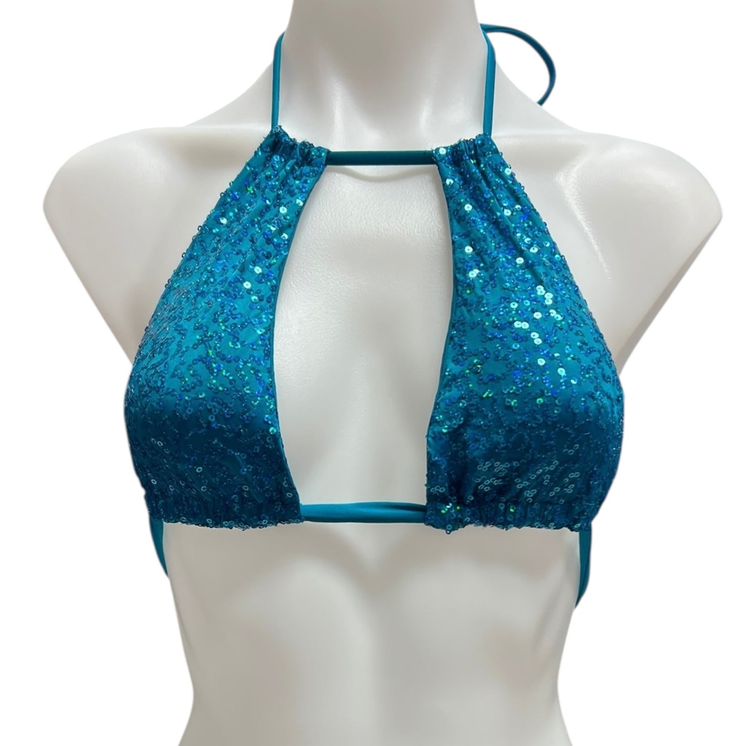 BLADE TRIANGLE TOP-BLUE SEQUIN