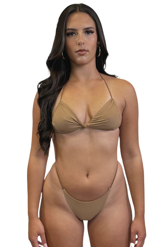 MICRO SKIN BOW TOP - LATTE - Berry Beachy Swimwear